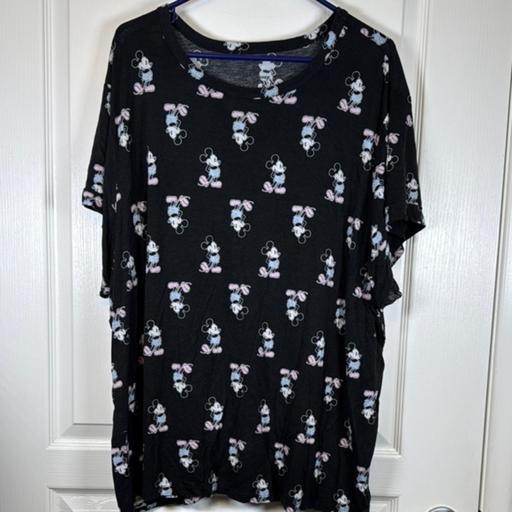 Disney Mickey Mouse Black Printed Short Sleeve Shirt Size 3X EUC #2974